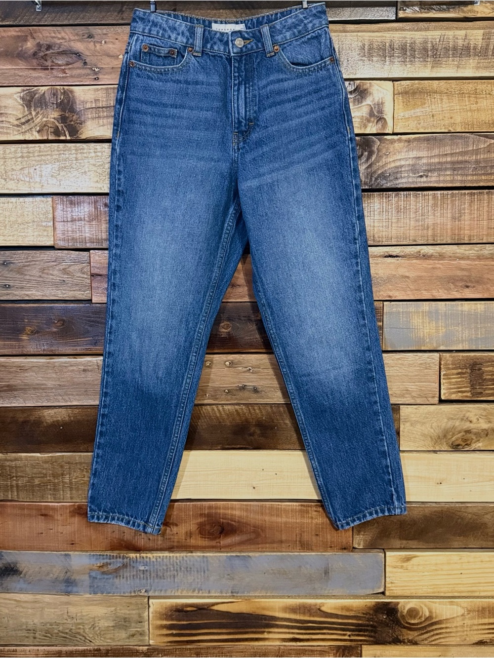 Topshop Original Mom High Rise Jeans Rigid Cotton Wash 25x26